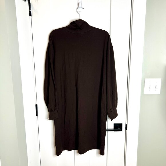 Garnet Hill Chocolate Brown Tencel Lyocell Turtleneck Soft Long Sleeve Dress M - Picture 5 of 5